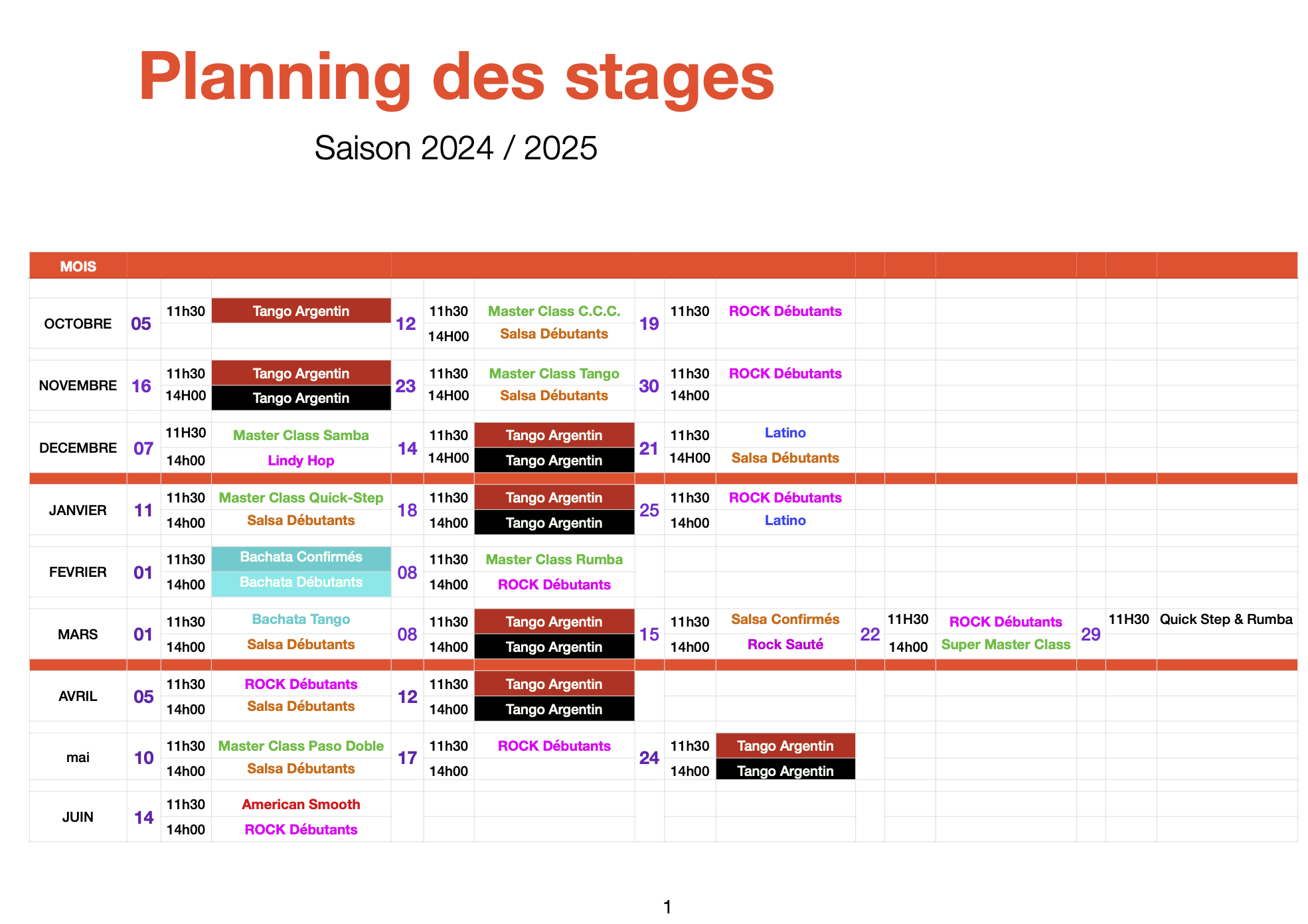 You are currently viewing Planning des stages saison 2024 2025